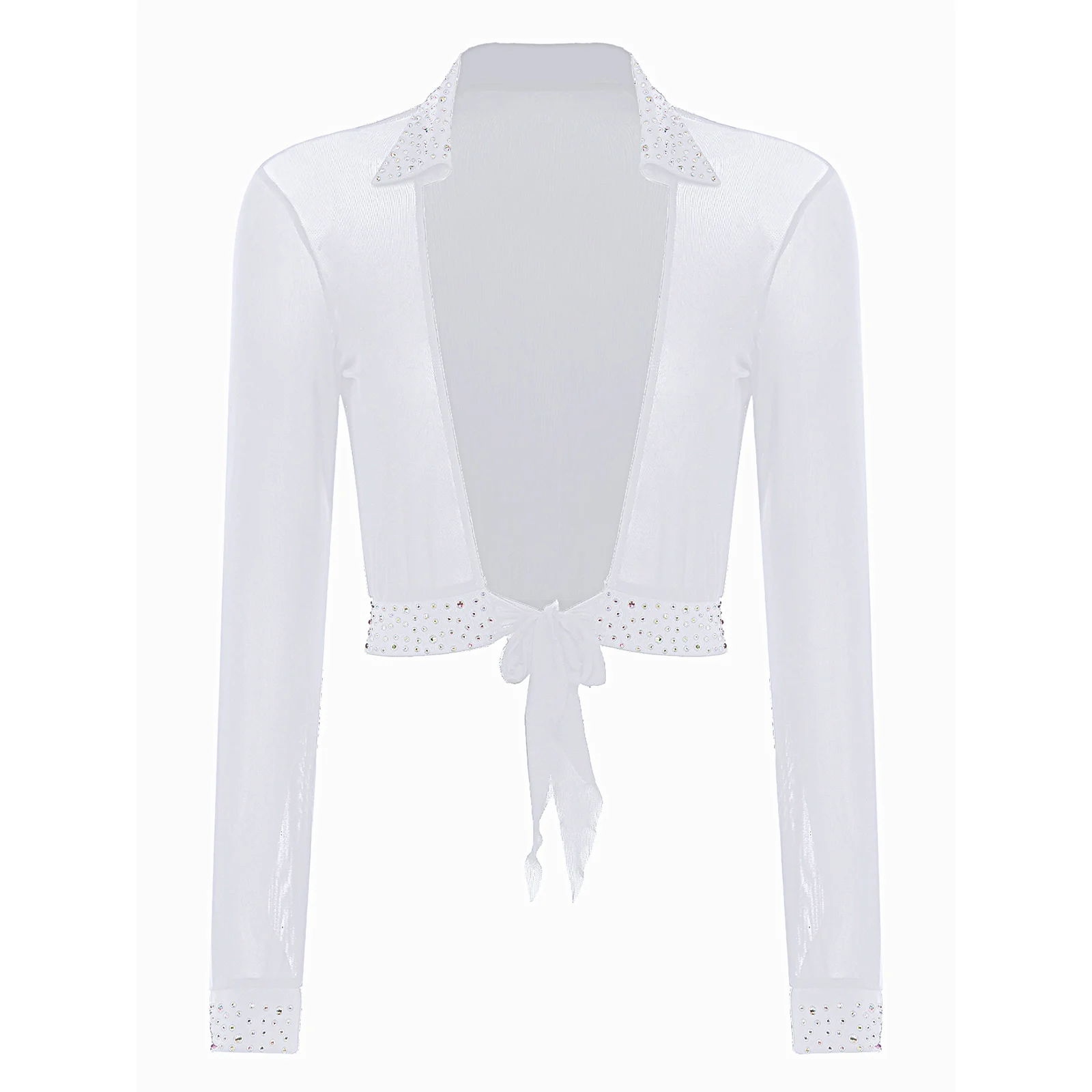 Damski bezrękawnik gimnastyczny z dżetami do baletu i tańca, trykot z siateczkowym kardiganem/szalem do łyżwiarstwa figurowego i akrobatyki.