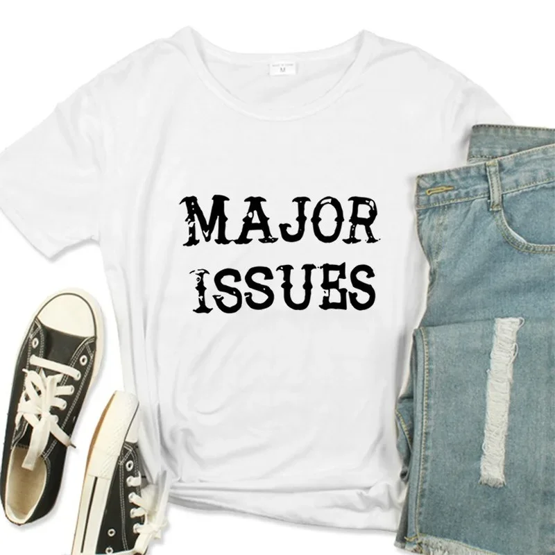 Major Issues Letter Print Women T Shirt Short Sleeve Harajuku Graphic  Tops Streewear Clothes Causal Female Clothes Fashion Tee