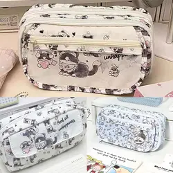 Cartoon Cute Cat Pen Bag Large Capacity Dirt-proof Pencil Case Three-layer Pencil Box Students