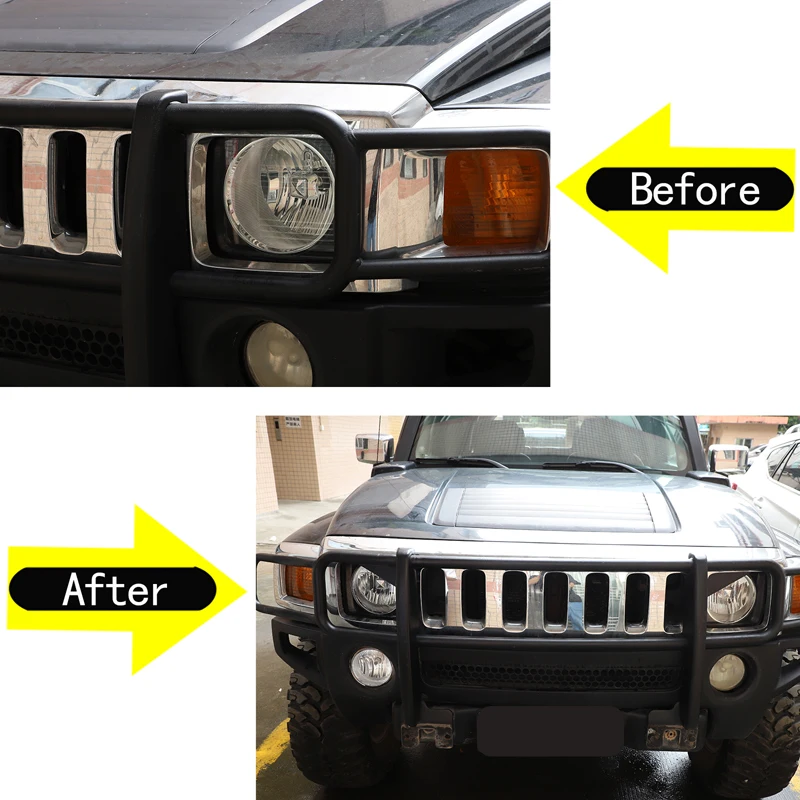 For Hummer H3 2005 2006 2007 2008 2009 Carbon Steel Black Car Headlight  Angry Eyes Headlight Cover Car Accessories