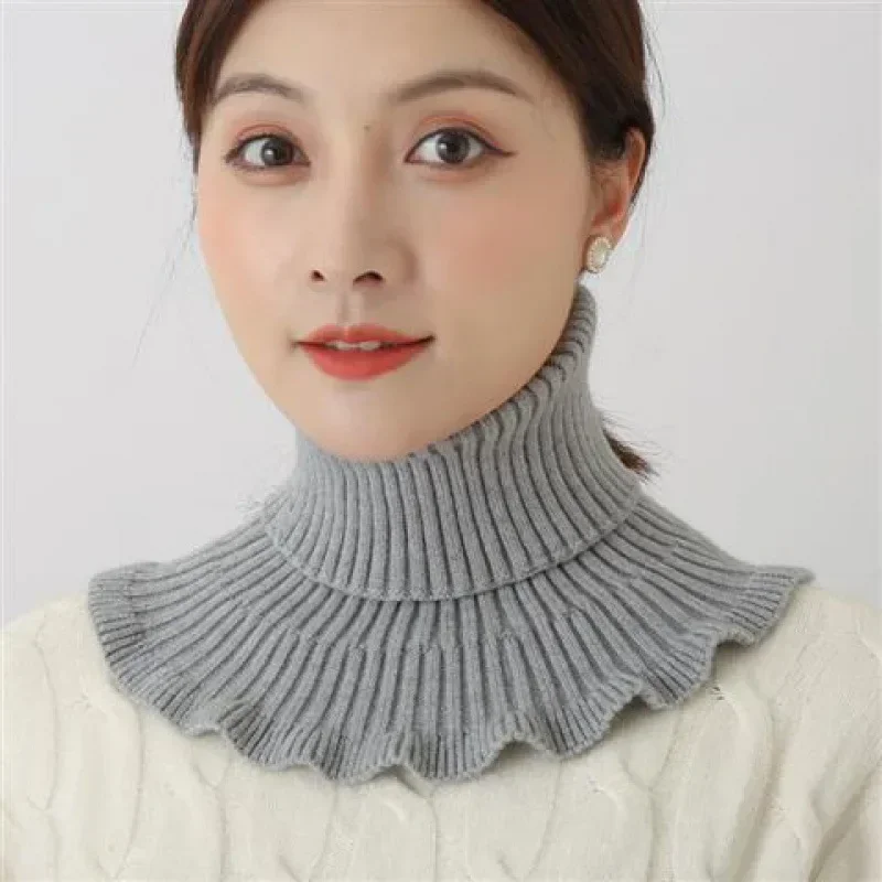 Warm Knitted Collar Scarf Women Turtleneck Knitted False Fake Collar Detachable Scarf Warm Winter Windproof  Wrap Scarf Ruffles