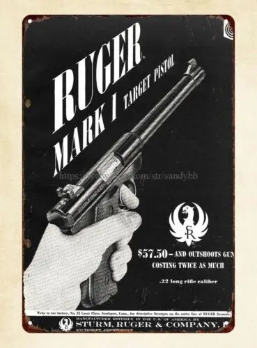 1959 RUGER Mark I Target Pistol firearm gun metal tin sign home decor offers