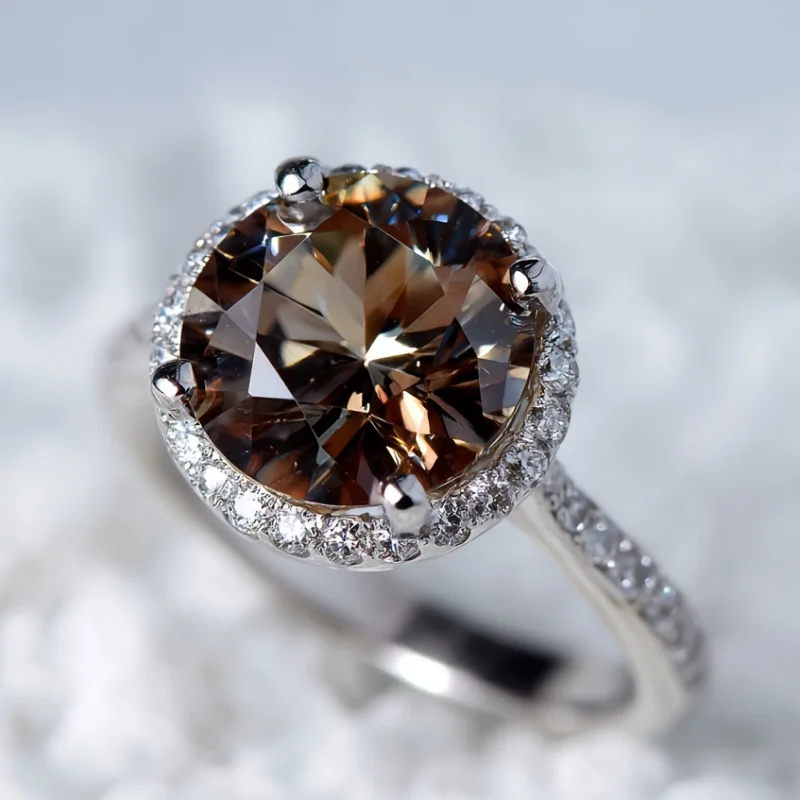 

SGARIT трендовые ювелирные изделия 8 мм натуральный чайный кристалл кольцо для женщин стерлингового серебра 925 пробы блестящее обручальное кольцо