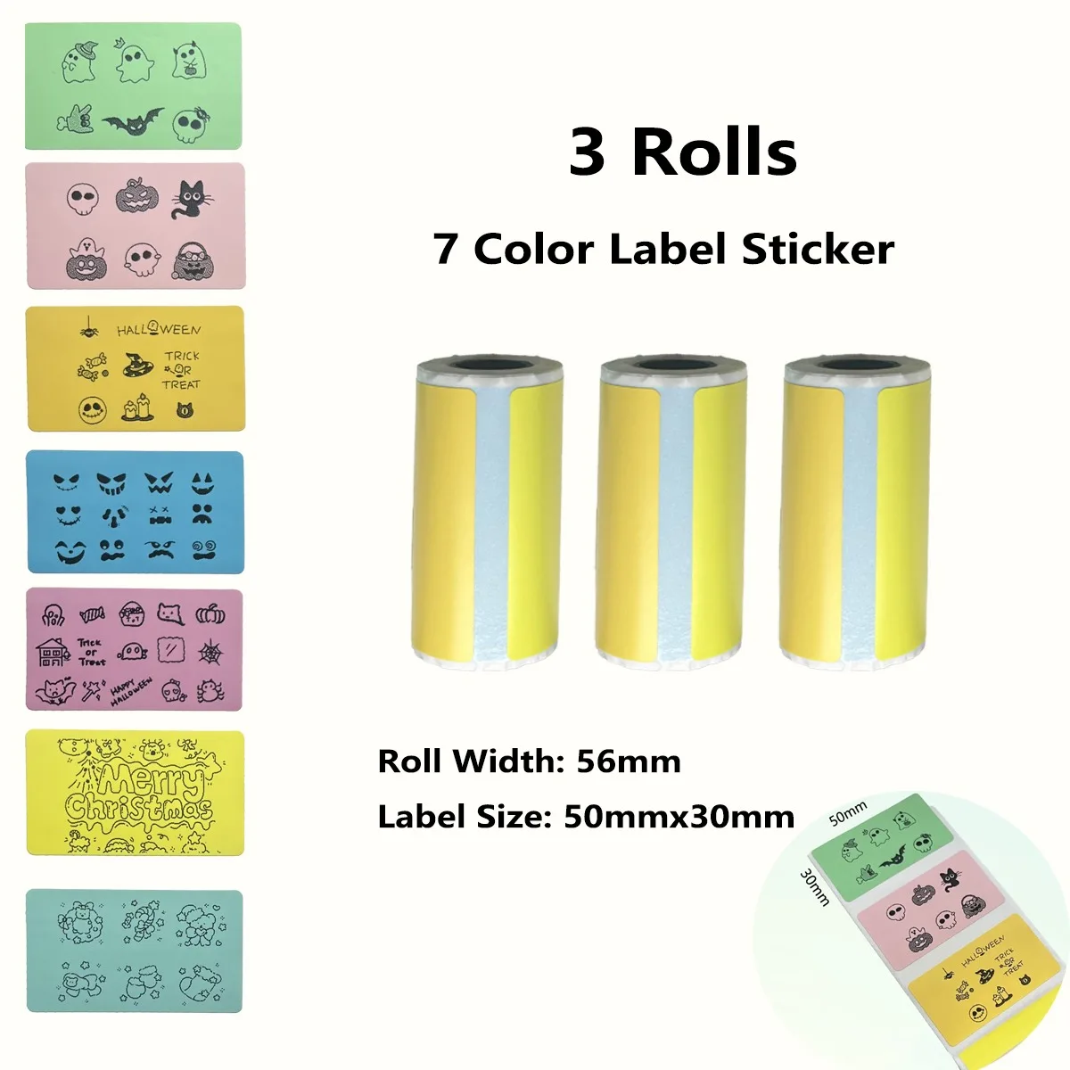 57x25mm Label Paper 15mm/30mm White Color Bear Design Portable Printer Sticker Making BPA-Free Logistics Packaging & Home Office