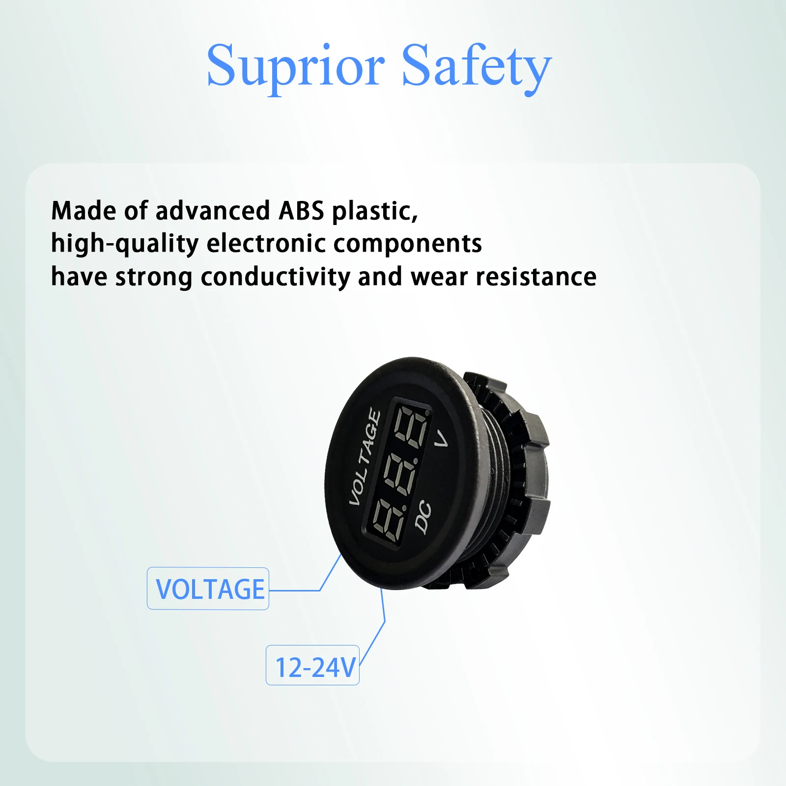 2 قطعة مقاوم للماء تيار مستمر 12 فولت 24 فولت LED الفولتميتر الرقمي لوحة بطارية مستديرة الجهد رصد مقياس لسيارة قارب البحرية دراجة نارية RV ATV