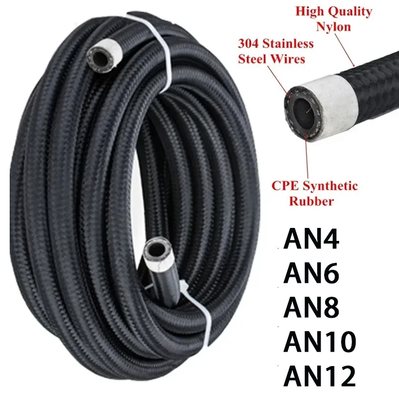 

1M-10M AN4AN6 AN8 AN10 AN12 Universal Car Fuel Hose Oil Gas Cooler Hose Line Pipe Tube Stainless Steel Braided Inside CPE Rubber
