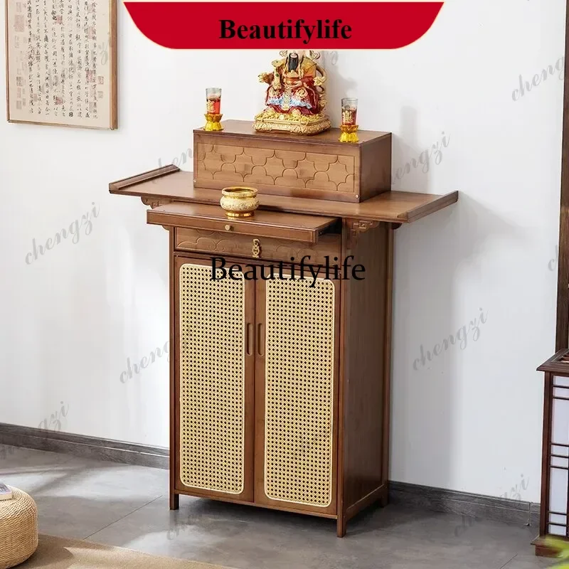 Buddhist shrine offering table, shrine incense case, modern household God of Wealth cabinet, Guanyin Buddha statue offering z183