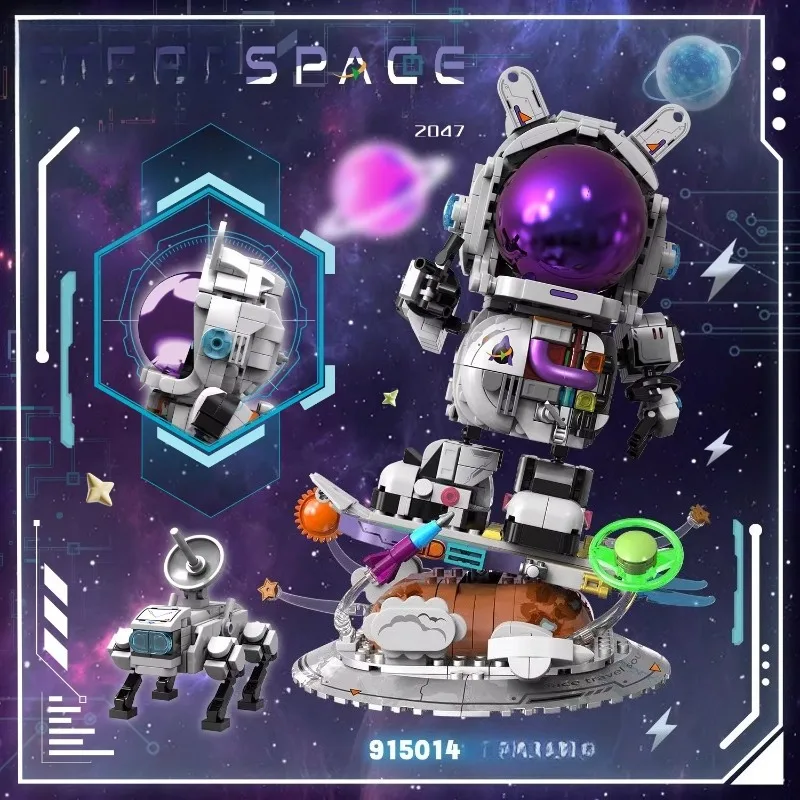 رائد الفضاء ميكا اللبنات اليدوية الإبداعية التجمع نموذج سكيت رائد الفضاء لعبة سطح المكتب زخرفة هدية عيد ميلاد