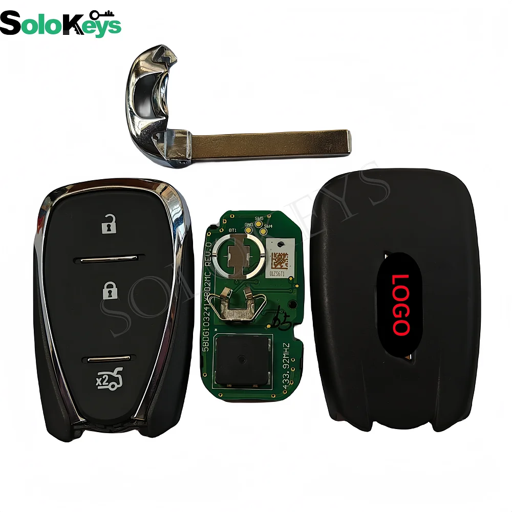 SOLOKEYS Original Smart Remote Key For Chevrolet Tracker Orlando JM Trax 3 Buttons 433Mhz 4A 7938X Chip With LOGO