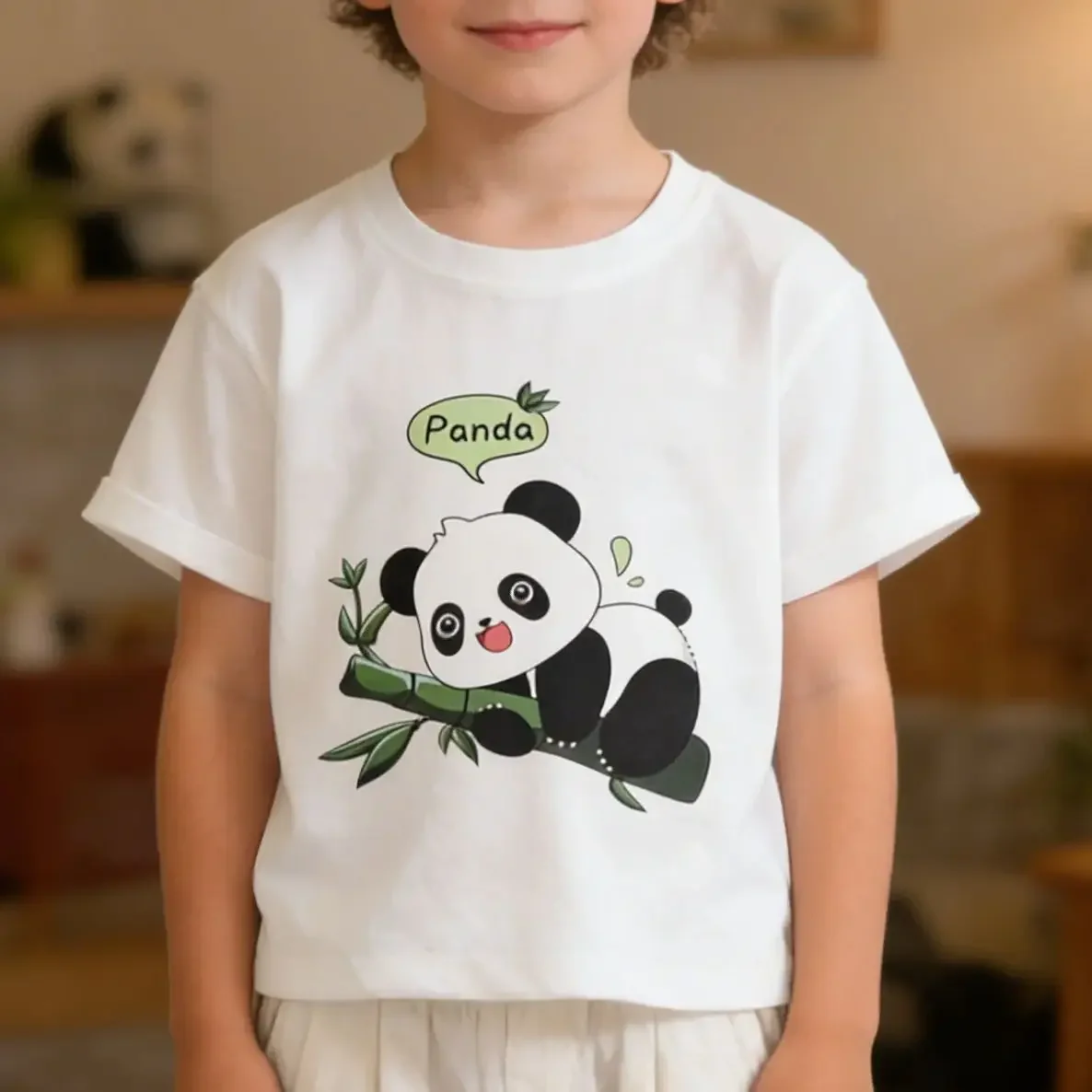 New Boys Girls Prints Pandas Bamboo Polar Bears Kawaii Women Cute Tshirts Kid Tshirt Children Adults Parent Child T Shirts