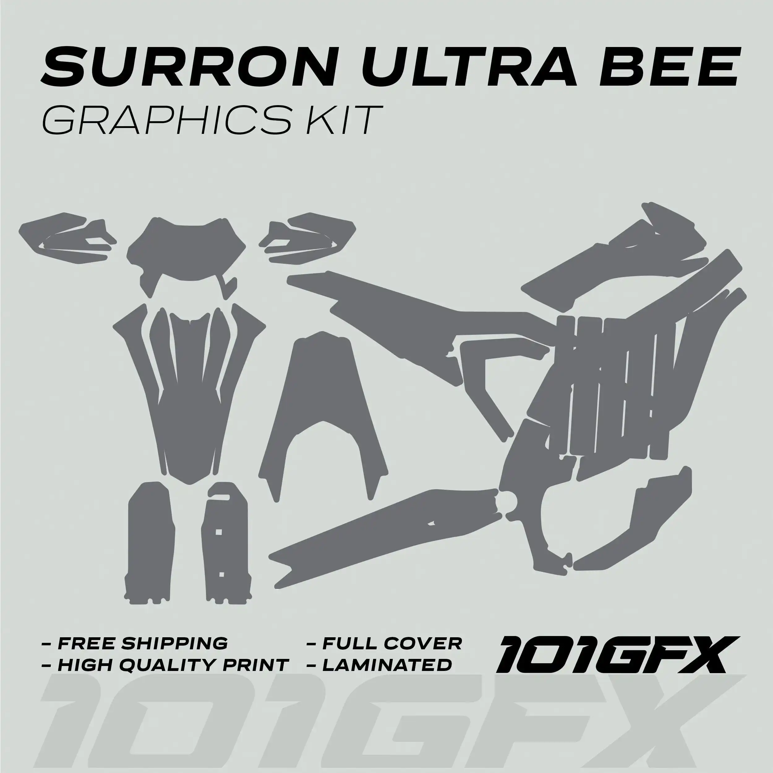 Graphics Kit SOLID COLOR GREY Decals Stickers Laminated eBike Decals Wrap Protection Mono Color For Surron Ultra Bee