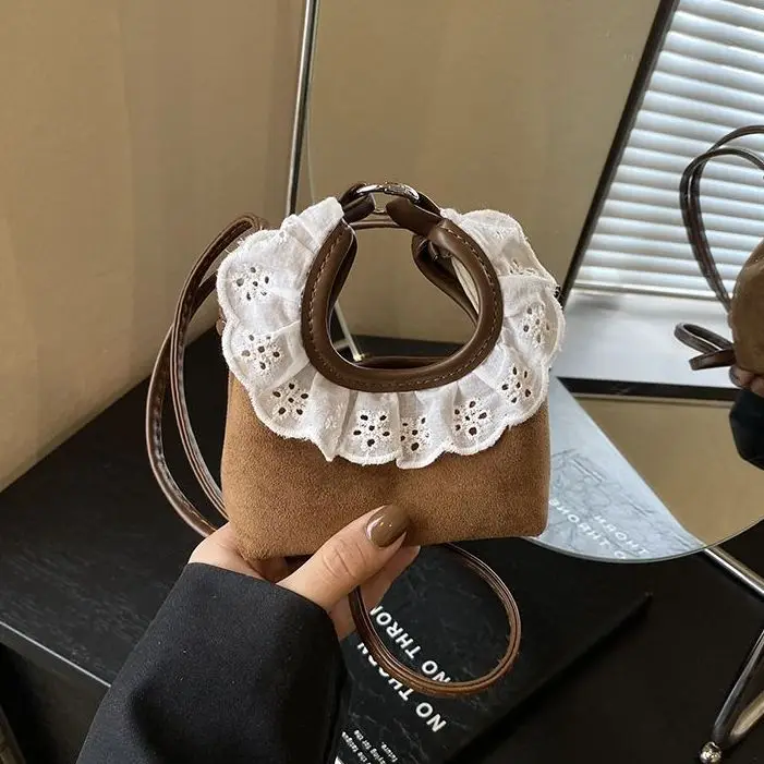 

JIAERDI Sweet Lace Trim Handbag Women Ballet Style Compact Delicate Crossbody Bags Ladies Mini Elegant Shoulder Bag Purse 2025