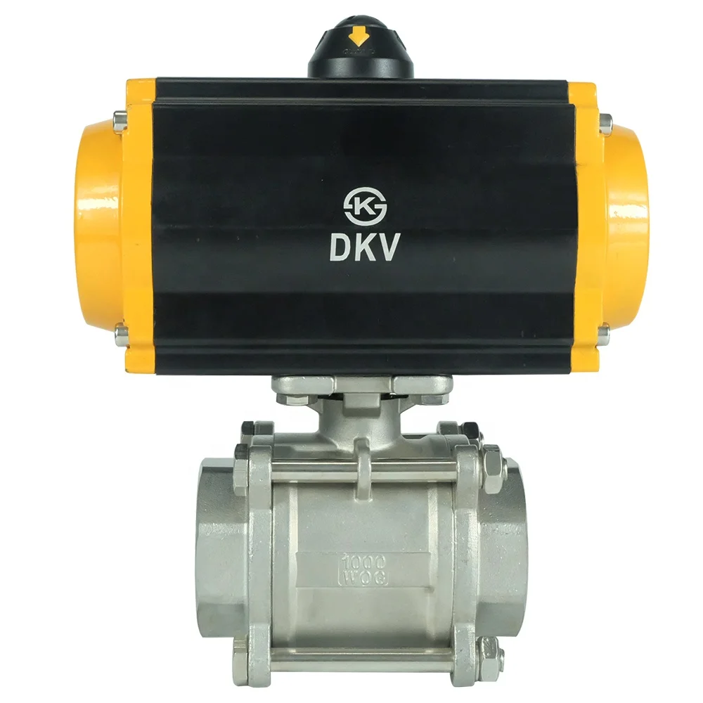 DKV stainless steel 3pcs female male thread double single acting motorized electric actuator pneumatic control ball valve