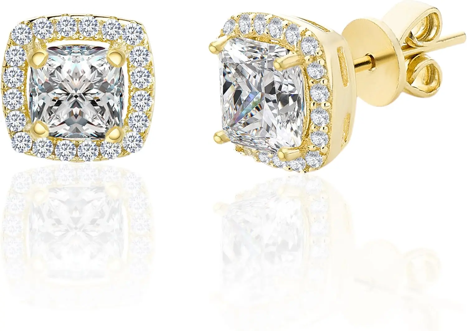 

Sterling Silver 2 Cttw Cubic Zirconia Cushion Shaped Halo Stud Earrings for Women, Metal, circonita