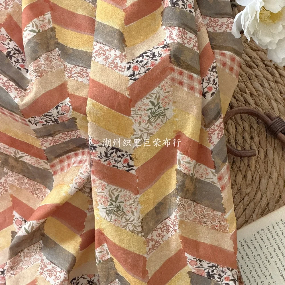 145x50cm Vintage-Blumen-Baumwollstoff 40S Digitaldruck für DIY-Kleidung, Taschen, Haarschleifen, Bastelzubehör, Nähstoff – Detail 12