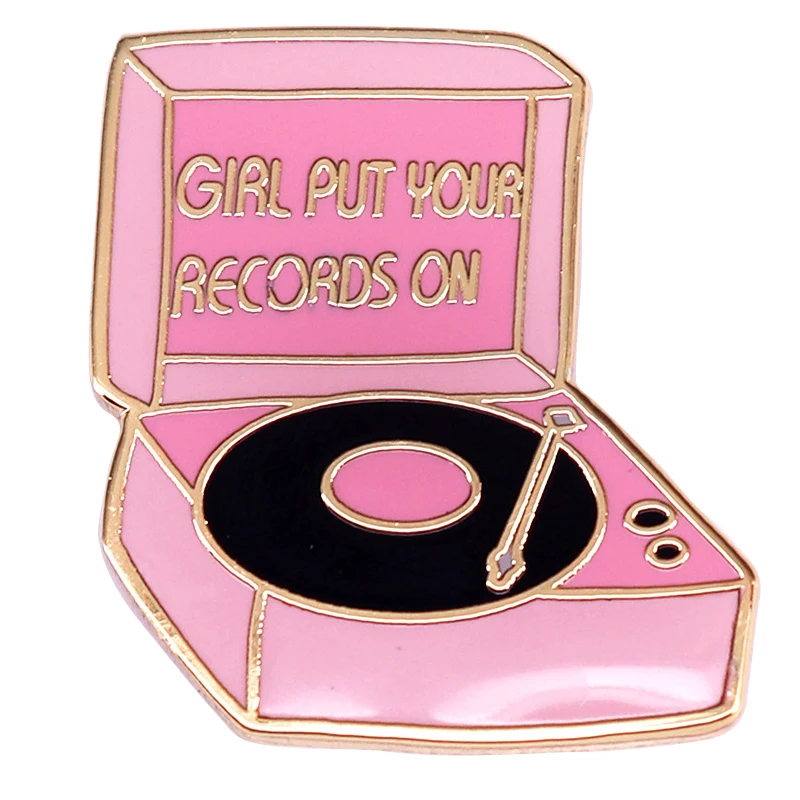 B2384 Girl Put on Your Records on Enamel Pins Lapel Pins for Backpack Women Men Brooch on Clothes Jewelry Badges Decorations