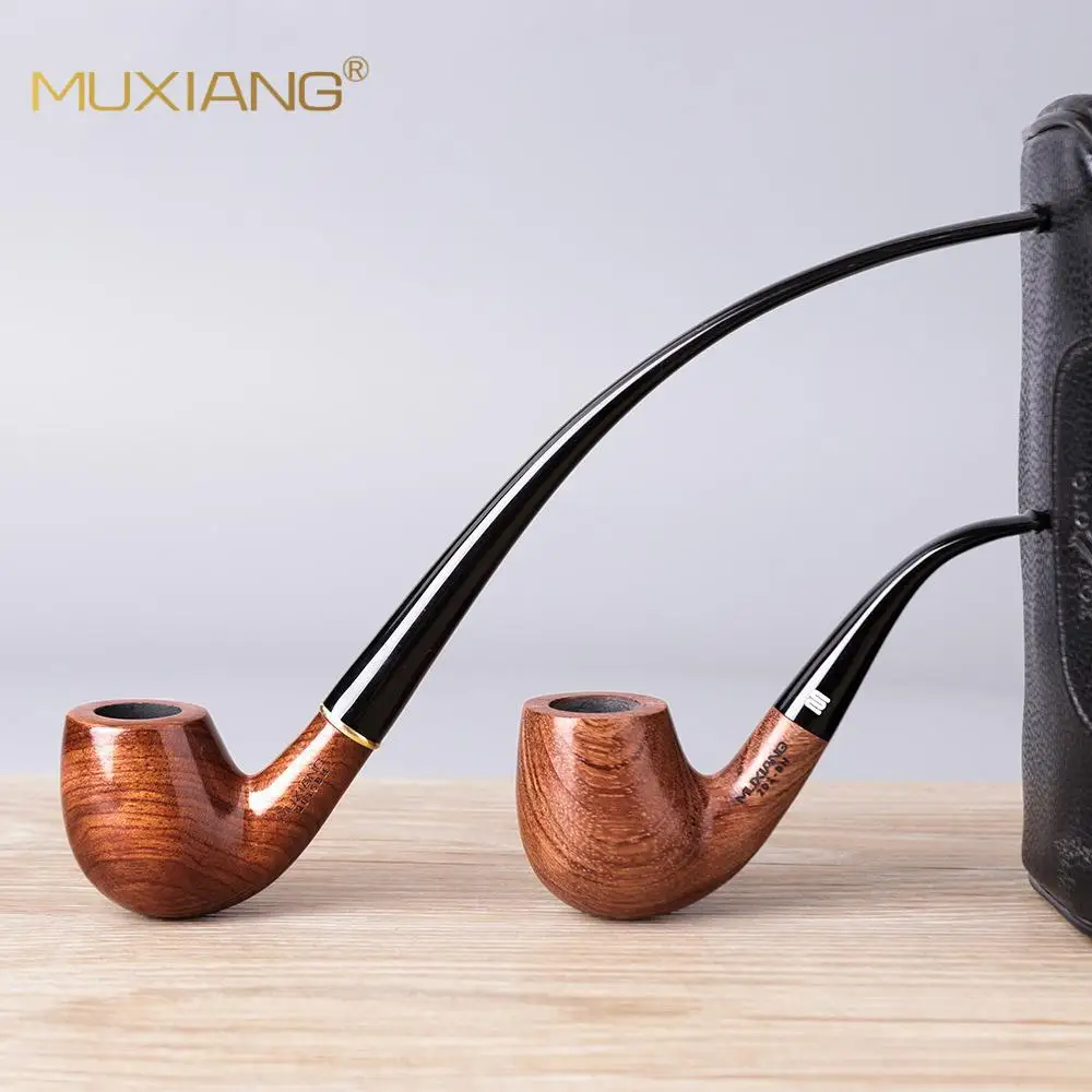 Solid wood Tobacco pipe Handmade Classic bent wooden Smoking Pipe One pipe with two mouth，Tobacco accessories