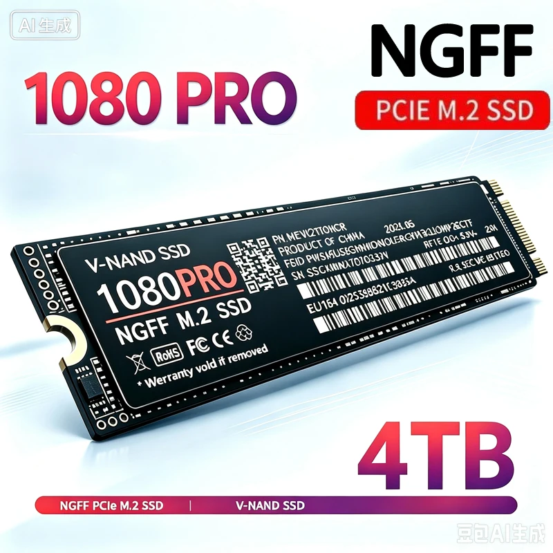 SSD M.2 NGFF 1080 PRO,PCIe 4.0, 2280, SSD interno, 500 GB/1 TB/2 TB/4 TB, armazenamento de alta velocidade para portáteis e computadores de mesa.