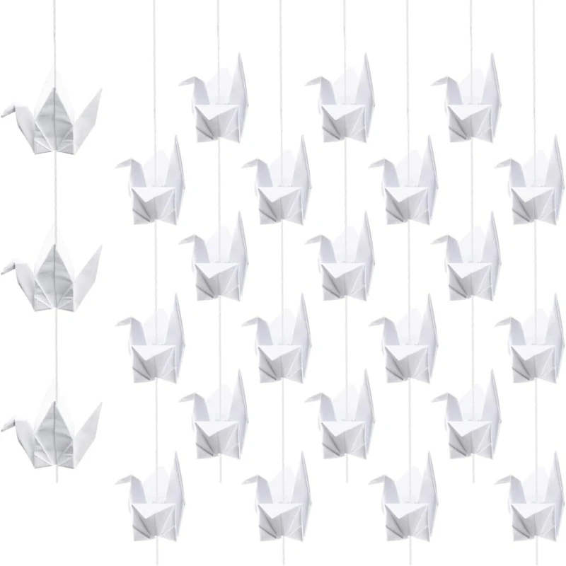 Handmade Folded Origami Crane String Garland White Paper Cranes Hanging for Wedding Engagement Party Backdrop Home Decorations