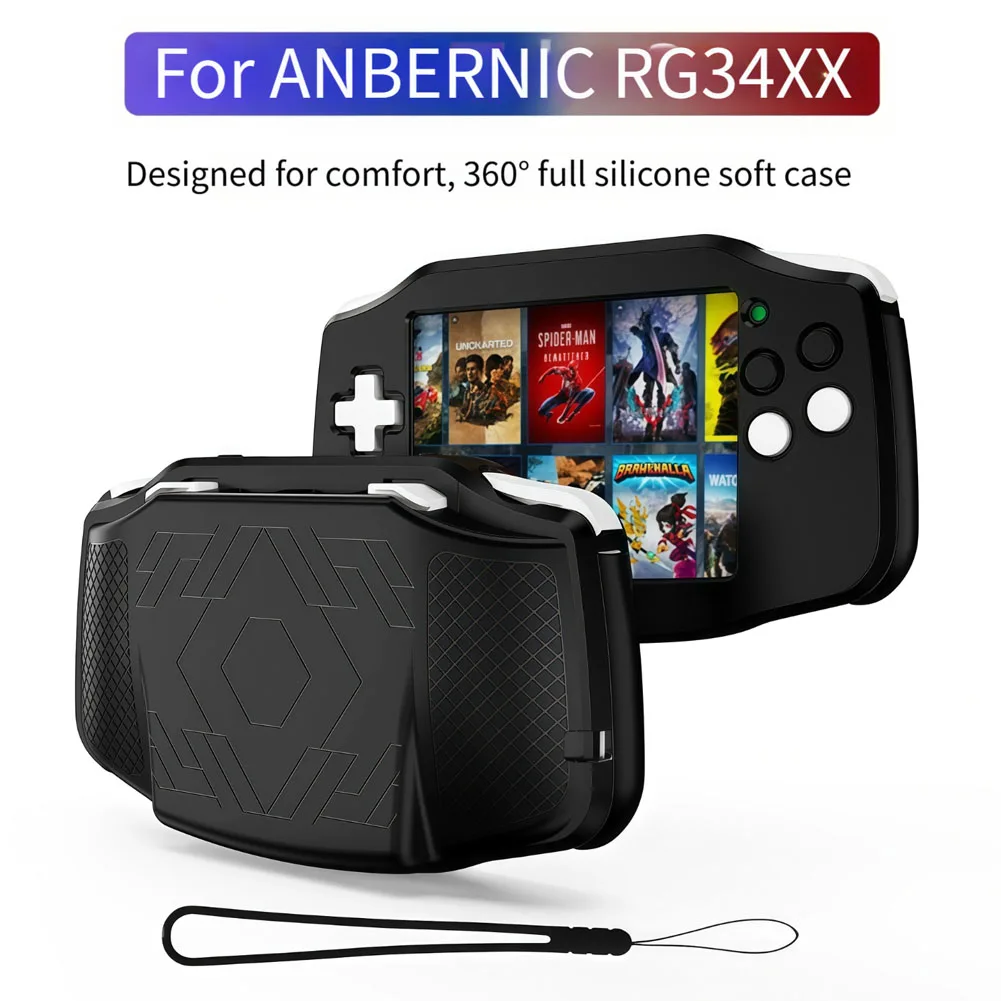 1 шт. силиконовый чехол для игровой консоли для портативного игрового устройства ANBERNIC RG34XX противоударный пылезащитный защитный чехол со шнурком 1 шт. силиконовый чехол для игровой консоли для портативного игрового устройства ANBERNIC RG34XX противоударный пылезащитный защитный чехол со шнурком