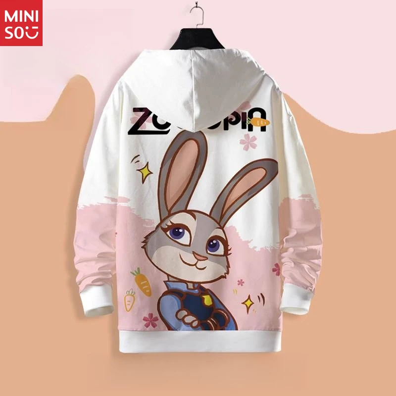 미니소 주토피아 후드 가디건 남성용, 주디 닉 플리스 재킷, 플러스 사이즈 셰르파 탑