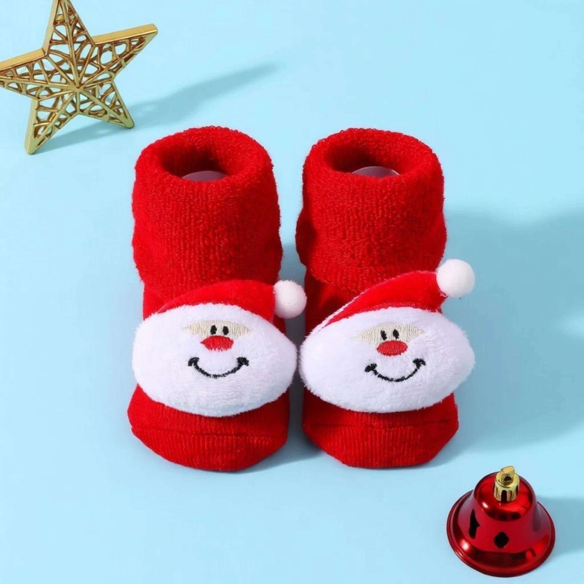 Toddler Baby Christmas Socks with Grips Cute Non-slip Warm Socks for Winter