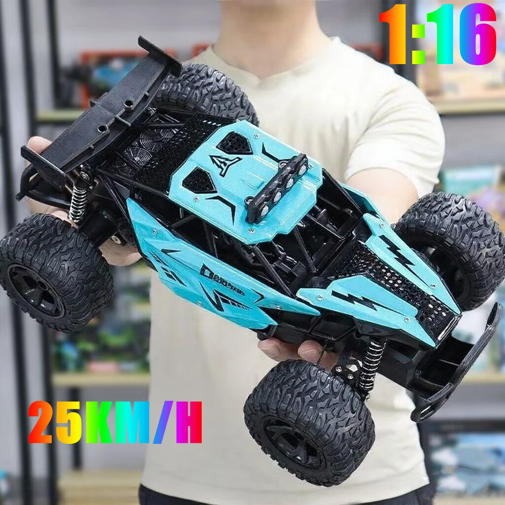 

Rc Car Off Road High Speed 25KM/H 1-3 Batteries Remote Control Car LED Headlight Brushless 2WD 1/16 Truck Toys for Boys Gif