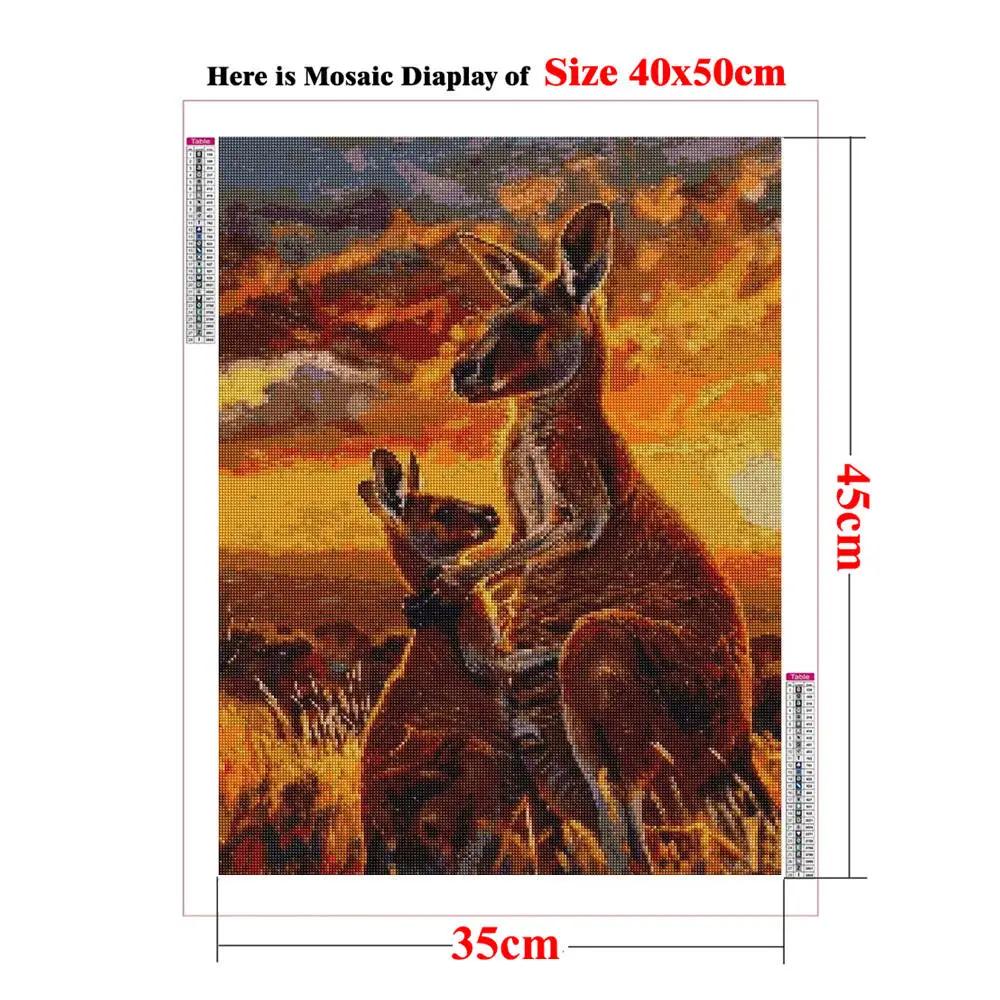 Cute Kangaroo Mother and Joey DIY 5D Diamond Painting Kit Full Drill Animal Family Mosaic Rhinestone Embroidery Warm Home Decor