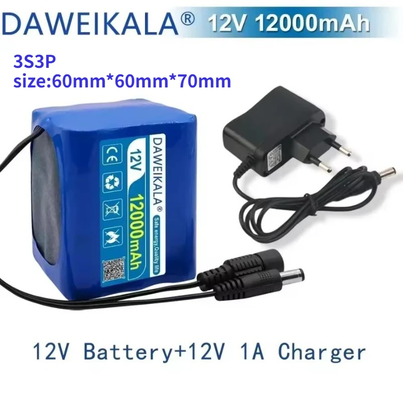 A-Klasse-Qualität 12V 12Ah 18650 Lithium-Ionen-Akkupack 3S3P, Solarenergiespeicher für Elektroroller, intelligente BMS-Schutzplatine für extrem lange Batterielaufzeit.
