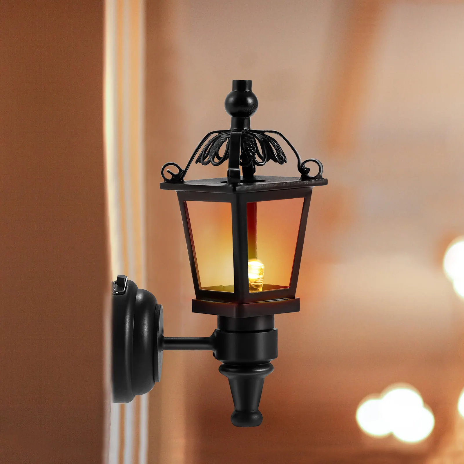 

Miniature Metal LED Wall Lamp for Dollhouse 1/12 Scale Mini House Doors Energy Efficient LED Rechargeable Battery for Fairy