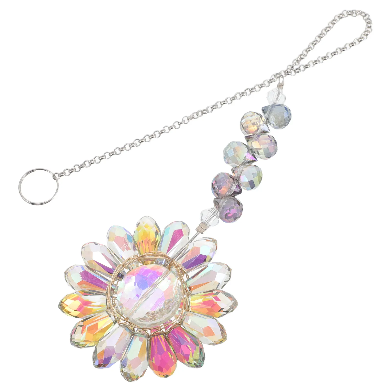 Crystal Sunflower Suncatcher Hanging Ornament Rainbow Prism Light Reflector for Window Living Room Bedroom Home Decor Sun