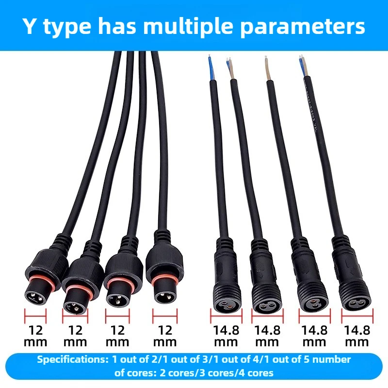 1Pcs  Waterproof Cable Y-shaped Connector 1 Outlet 2 Trailer 345 Extension Line of Outdoor Street Lamp Connected To Plug Line