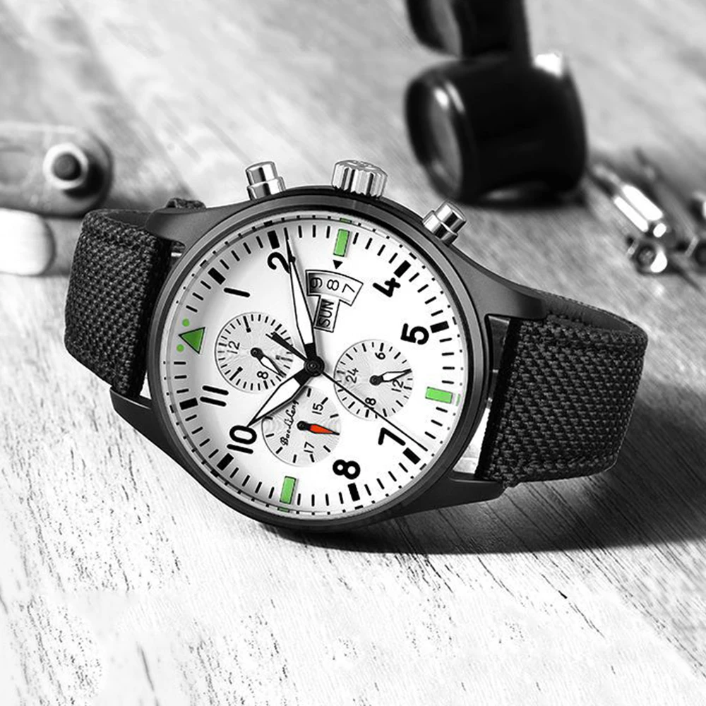 Pilot Watch Men Automatic Watches Vintage Military Mechanical Wristwatches 46mm Luxury Air Force Luminous Clock BAOLILONG Homage