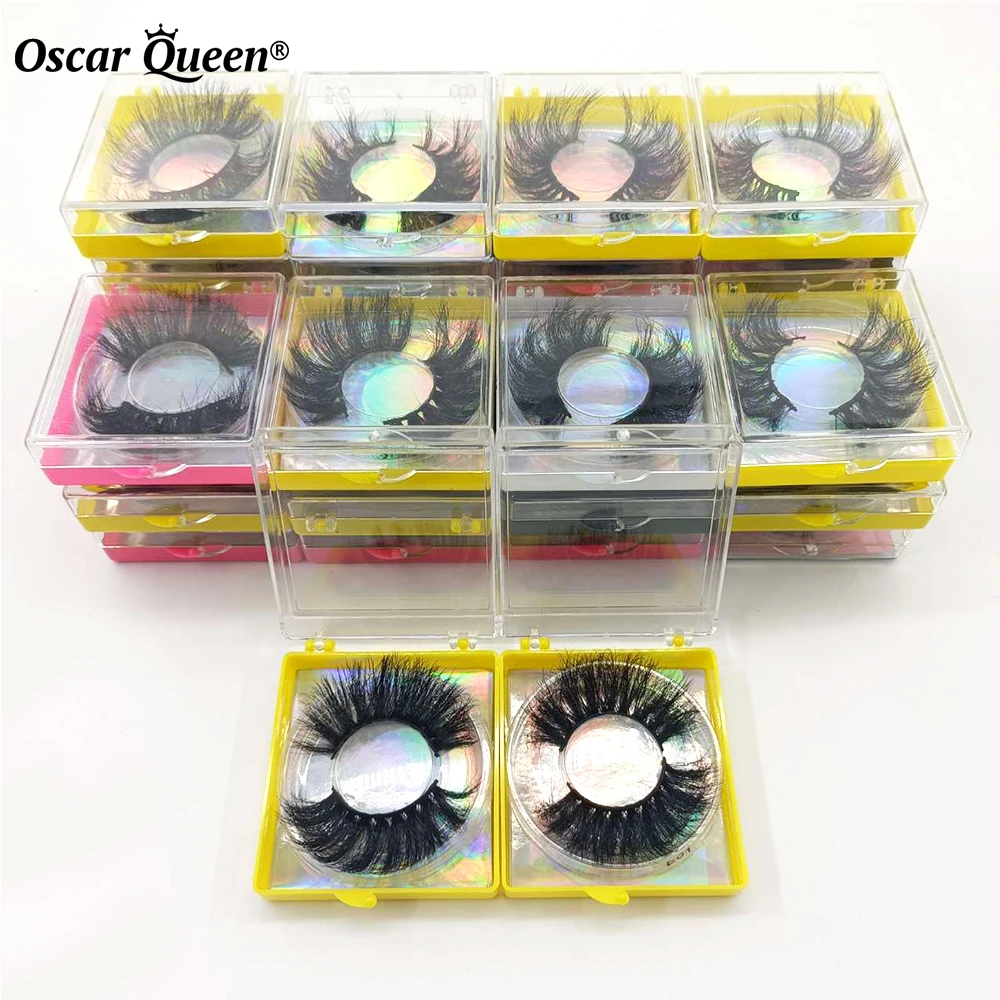 Free Custom 22-25mm Messy Fluffy Mink Lashes Boxes Packaging Free Logo Stickers Handmade Natural Fake Eyelashes Wholesale Makeup