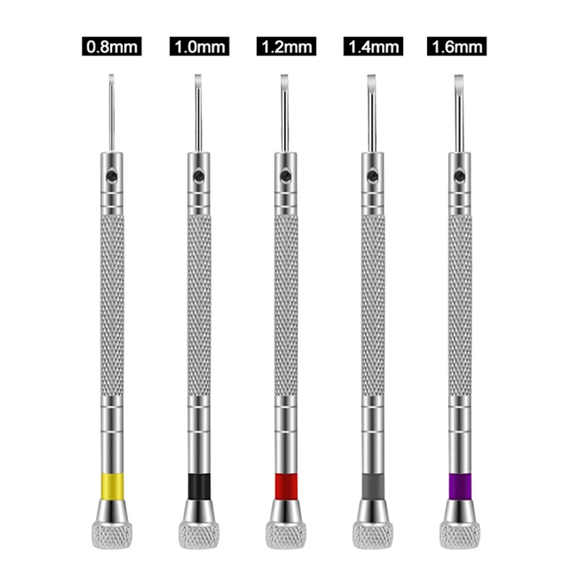 5pcs/set 0.8-1.6mm Steel Screwdriver for Watch Repairing Portable Watch Tools Band Removal with Mini Link Pins Watchmaker Tools