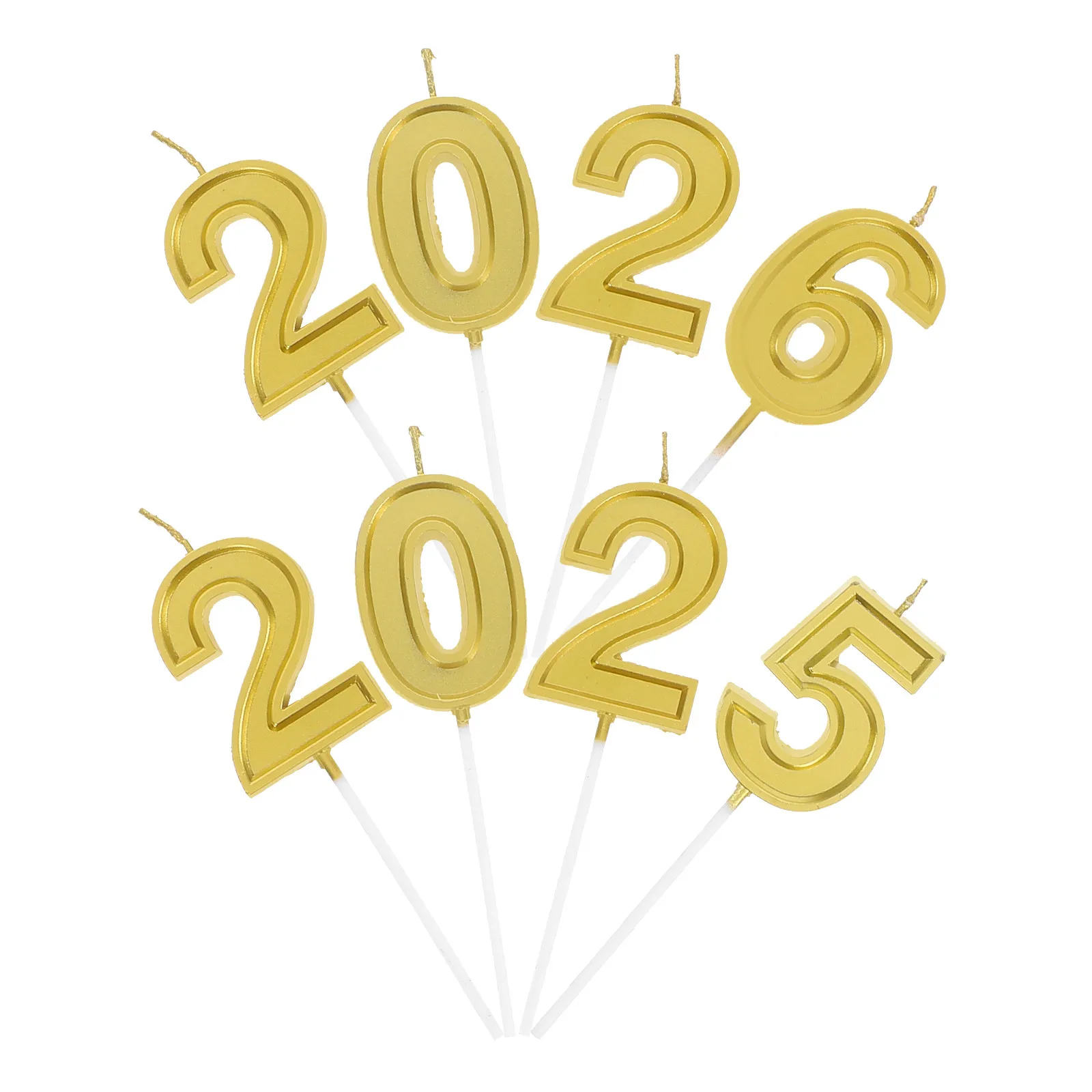 2Set Holiday Cake Number Candles Reusable 2025 2026 Christmas New Year Cupcake Toppers Party Supplies Number Candles