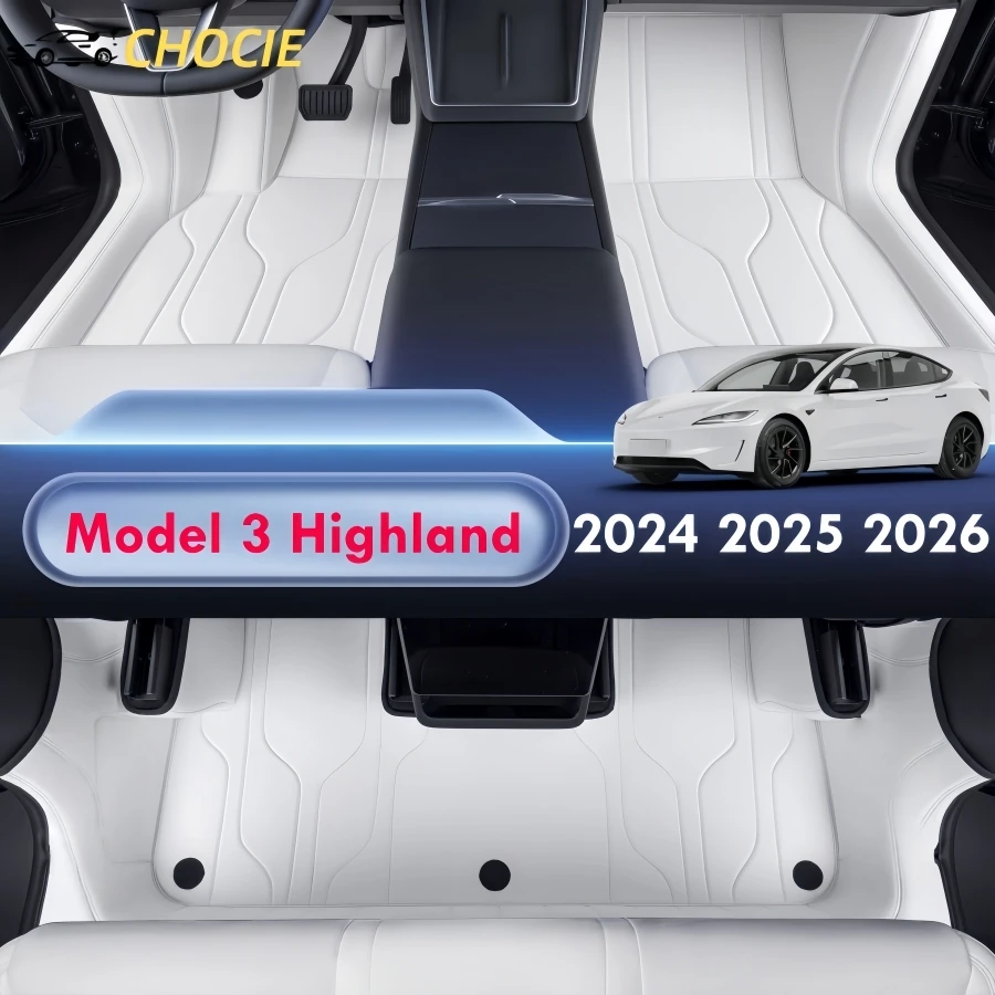 

Полностью окруженные коврики из искусственной кожи для Tesla Model 3 Highland 2024 2025 2026 Lhd Rhd двухслойные автомобильные коврики с ковром