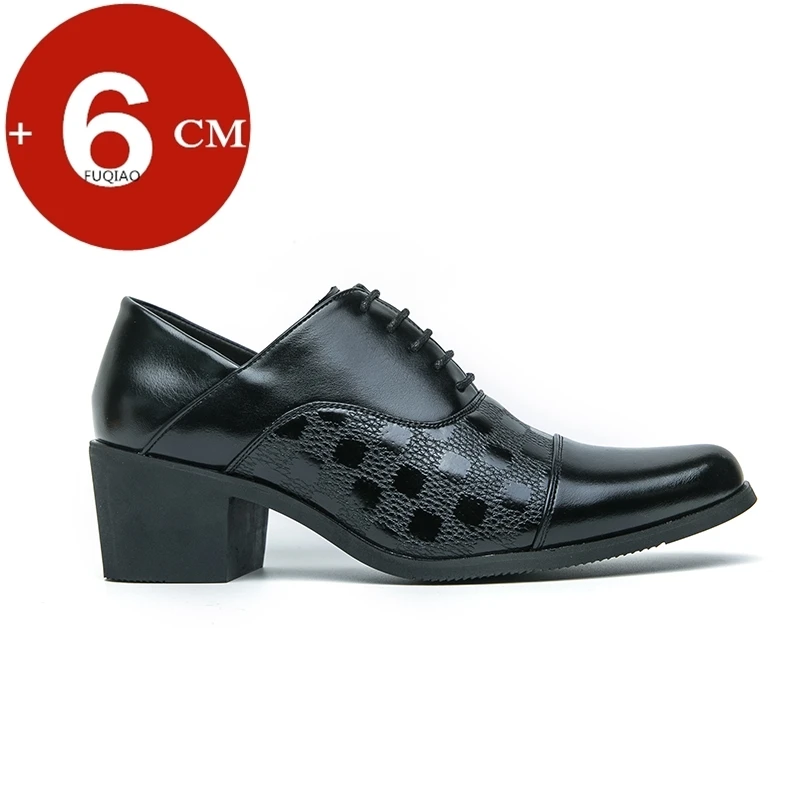 6CM High Heel Classic Men Luxury Business Leather Shoes Derby Gentleman Honorable Oxford Party Wedding Shoes for Men Dress Shoes