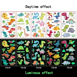 Luminous Tattoo Stickers Temporary Colorful Animal Mermaid Dinosaur Unicorn Space Cute Tattoo Stickers Body 5pcs/Set