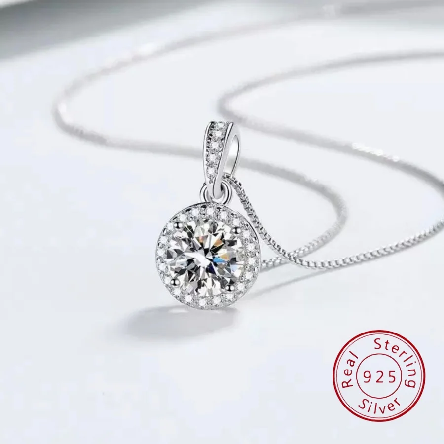 

Cross-border Bestseller: S925 Sterling Silver Necklace with Micro-Pavé Round Diamonds Fashionable Luxury Style