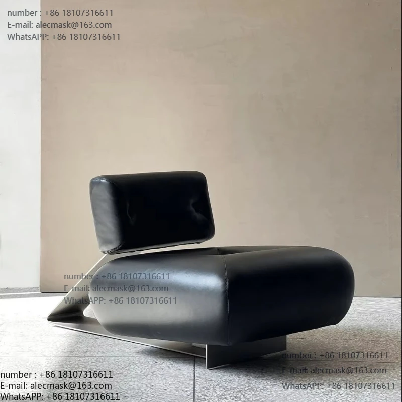 

Italian modern minimalist design stainless steel leather sofa chair creative arrow shape living room