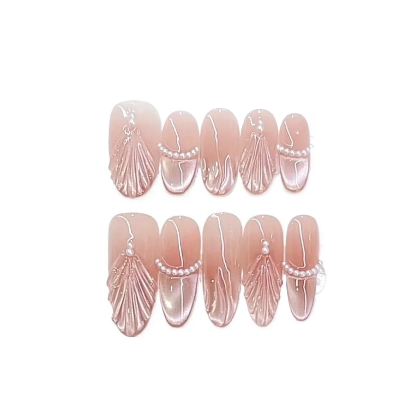 

Handmade wear nail shell bay three-dimensional hand-painted fish tail shell cat eye model pure desire temperament nail patch