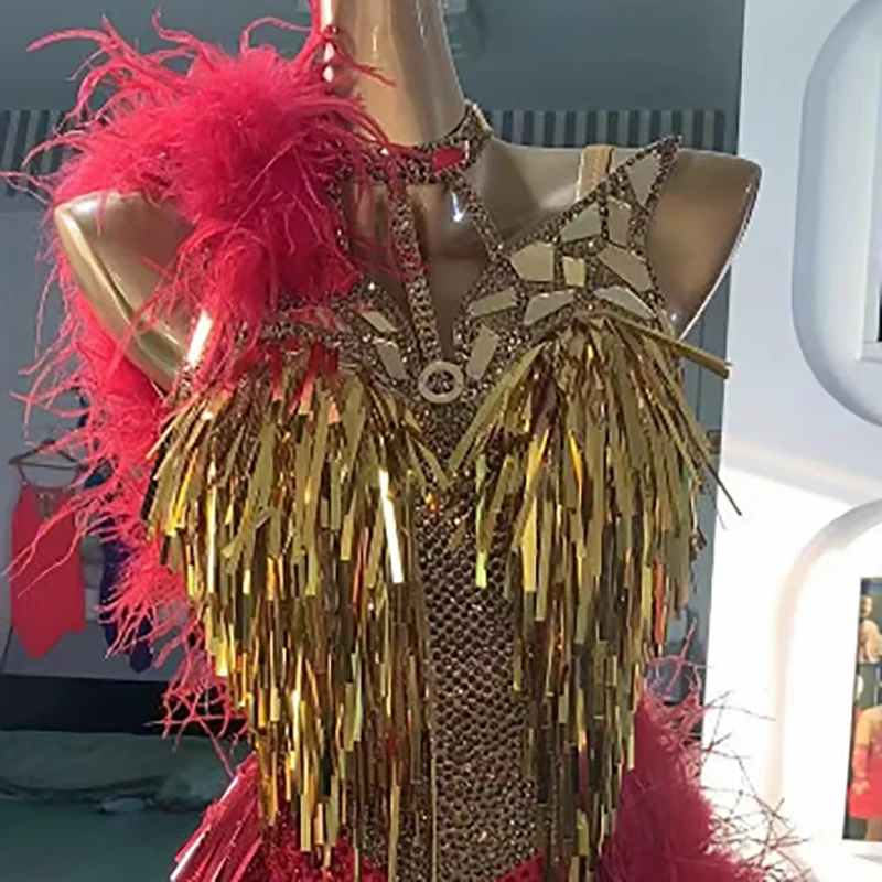 

Платье для латинских танцев, высококачественная двухцветная линза для самбы со стразами на заказ, женская сценическая профессиональная одежда для взрослых