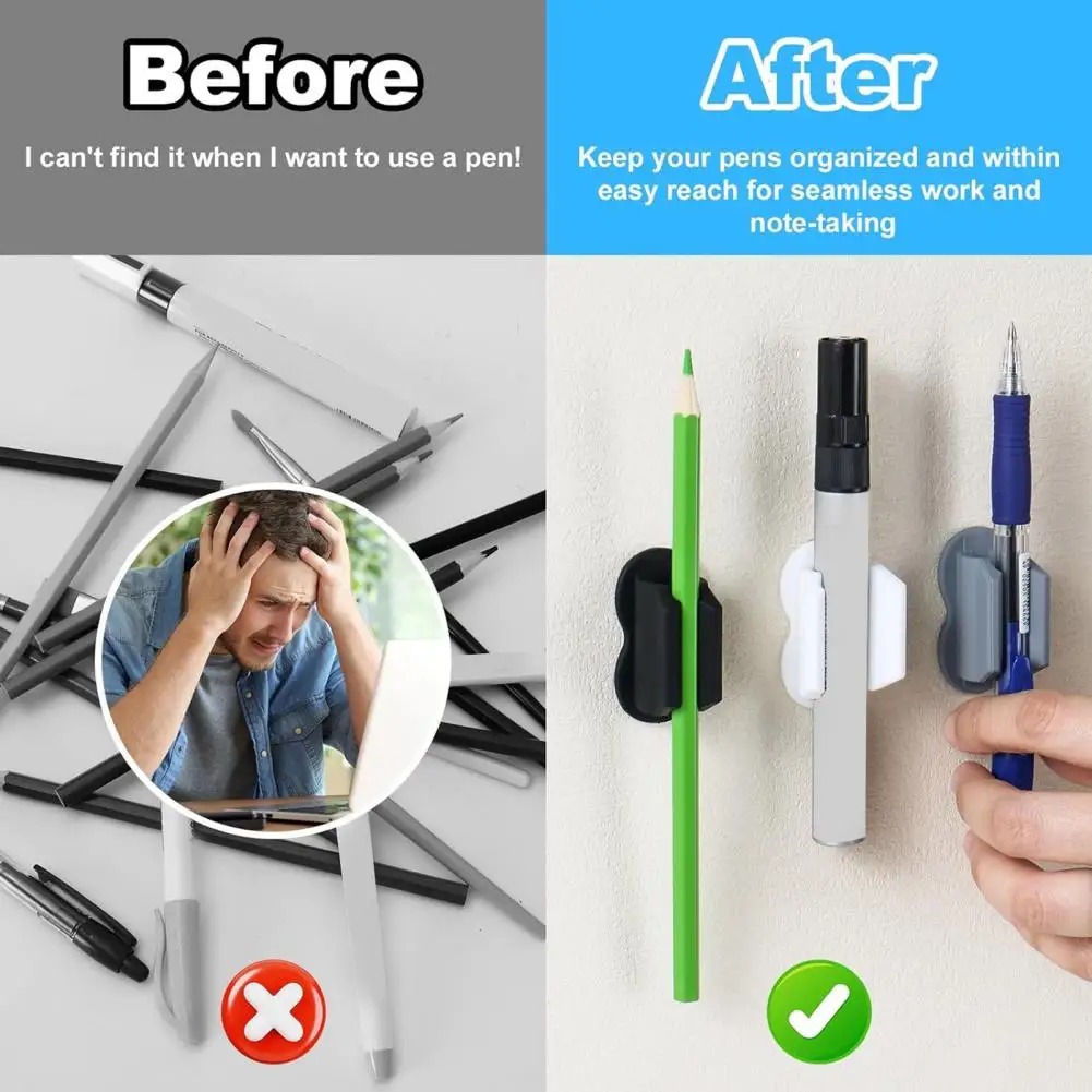 Akcesoria do Organizer na biurko uchwyty na długopisy na lodówkę 6 szt. Ulepszonych uchwyty na długopisy z mocny klej do łatwej instalacji