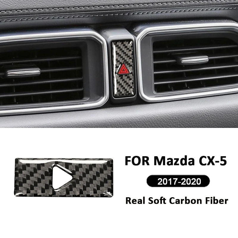 

For Mazda CX-5 2017-2020 Carbon Fiber Car Center Console Warning Light Button Panel Frame Trim Cover Interior Decoration Sticker