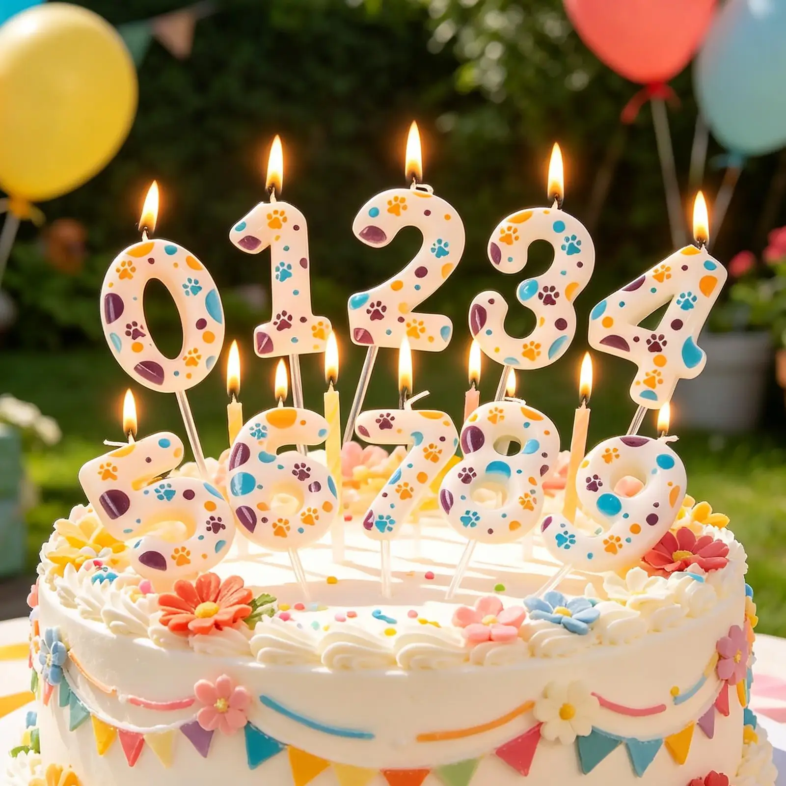 Bougies d'anniversaire numérotées, 10 pièces, 0-9, décoration en forme de patte de chien, bougies d'anniversaire numérotées pour célébration à thème animal de compagnie, famille