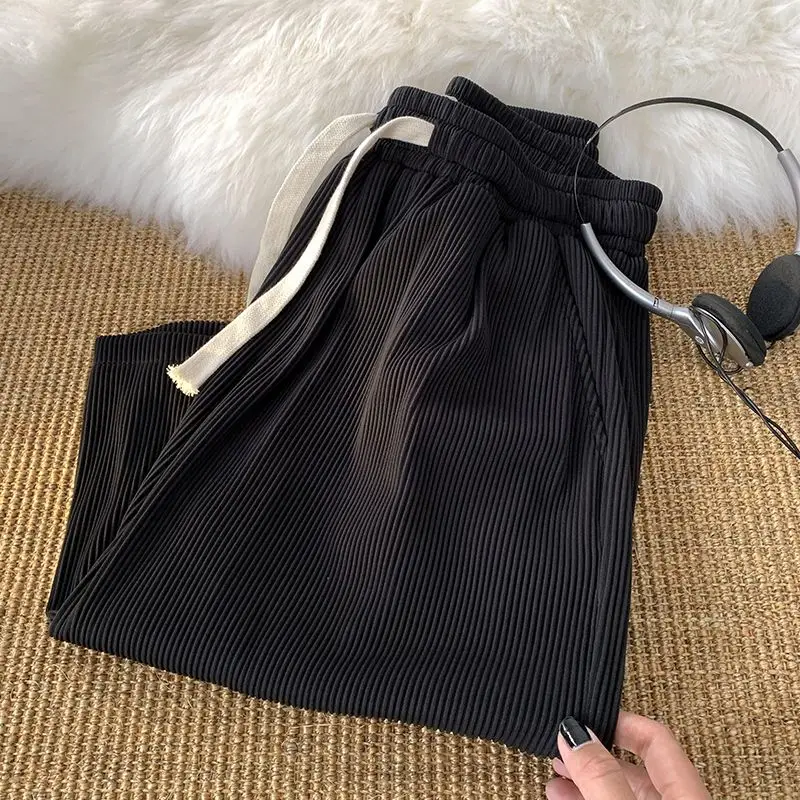 

Men's Summer Ice Silk Qui Dry Five-Quarter orts Loose Fit Sports Pants Casual Straight Leg Beach Trousers Trendy Sle