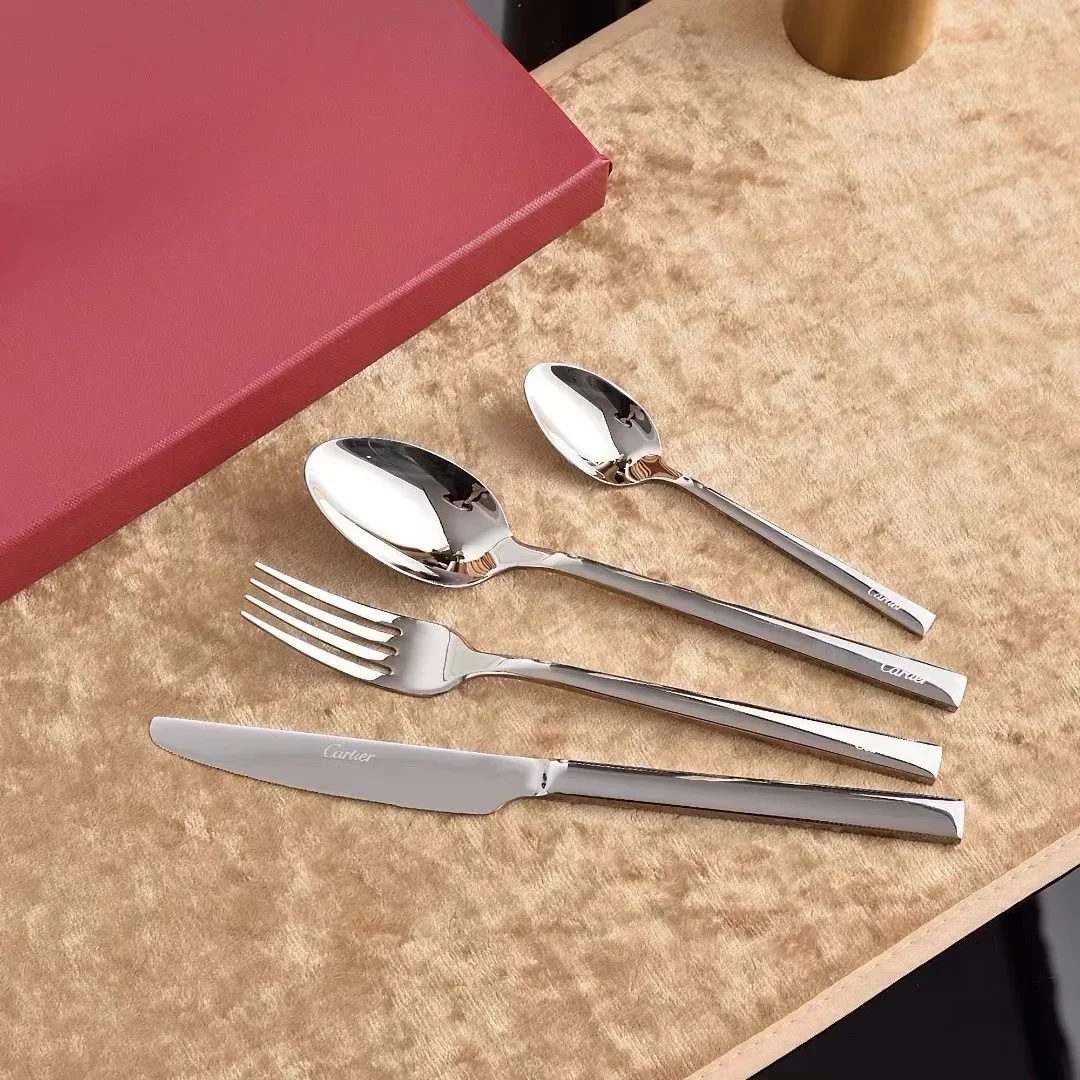 

Western Food Four-Piece Set Knife, Fork and Spoon Coffee Spoon Single Four-Piece Steak Tableware Suit Hammered Stainless Steel