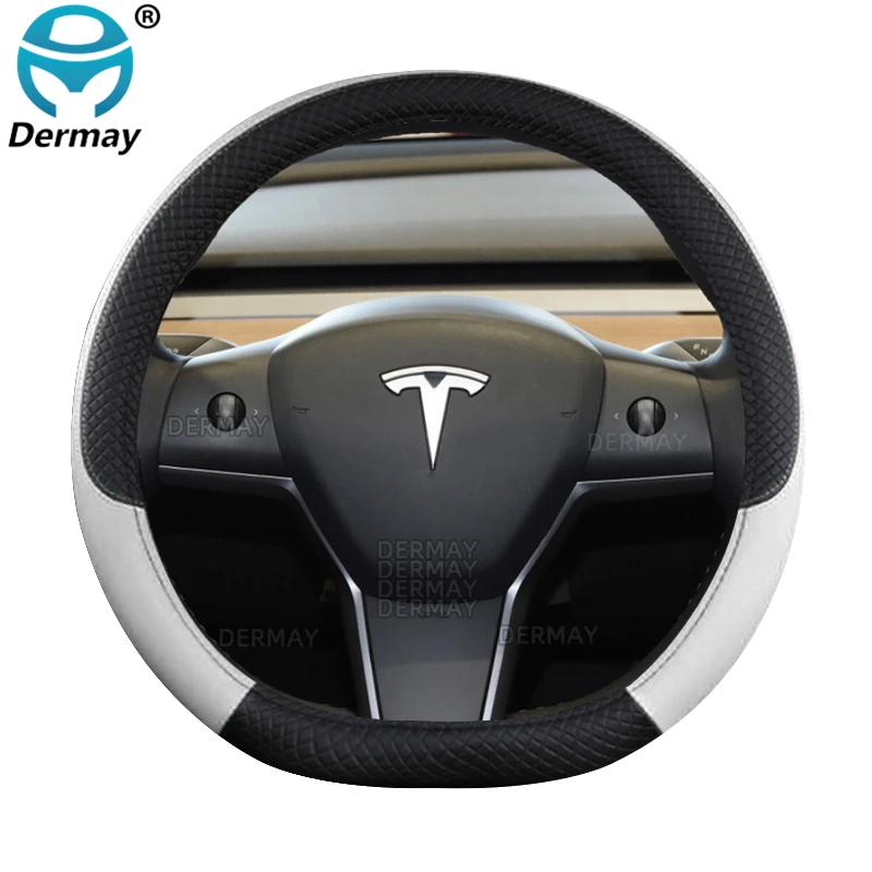 for Tesla Model Y 2019 2020 2021 2022 2023 9Colors Car Steering Wheel Cover PU Leather Non-slip Auto Accessories