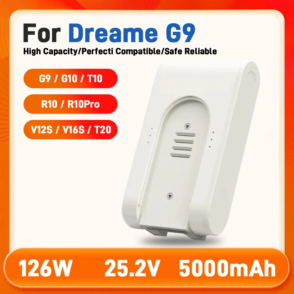 25.2V 5000mAh Rechargeable Lithium-Ion Battery Pack for Xiaomi Mijia Dreame G9 G10 T10 R10 Wireless Vacuum Cleaner Accessories